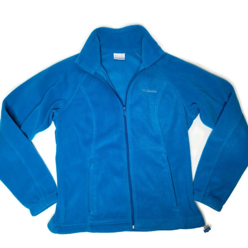 Columbia fleece blue full zip mock neck sweater jacket has pockets size medium - Picture 3 of 6